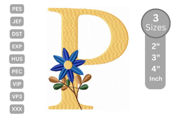 Botanical Flower Letter - P