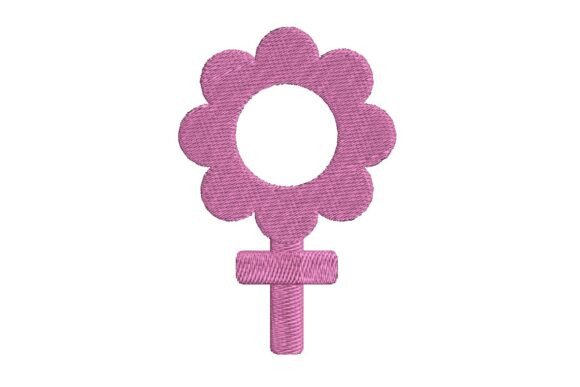 Pink Floral Female Symbol Embroidery Design