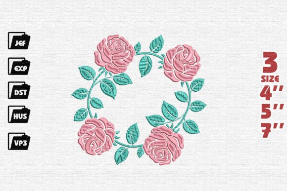Rose Wreath Frame Embroidery