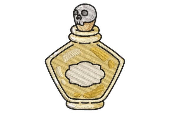 Spooky Skull Stopper Potion Bottle Embroidery Design