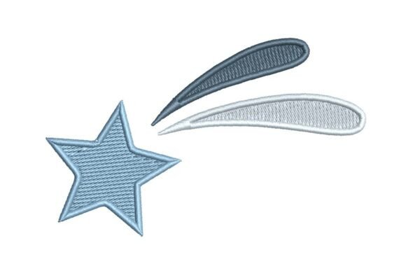 Stylized Shooting Star with Trail Embroidery Design